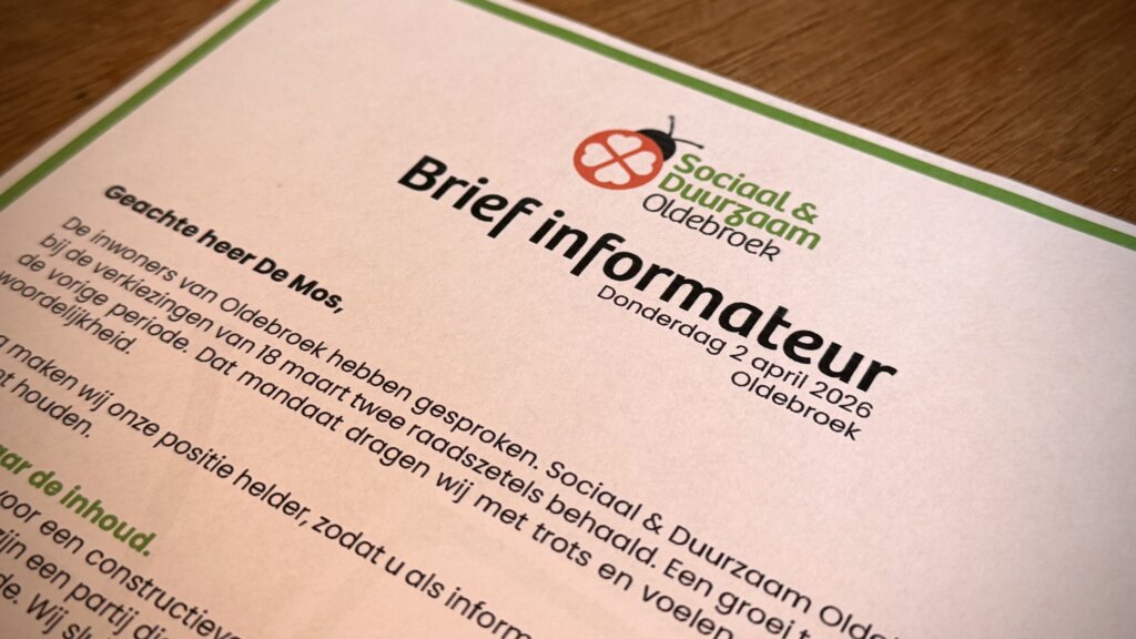 Een informatieve brief van de partij Sociaal & Duurzaam Oldebroek.